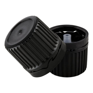 18mm BLACK HDPE T/E Cap + UNI-2.01 LD Plug - 10 pack