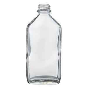200mL Clear Glass Flask/Flat Bottle (10 pack) - with cap