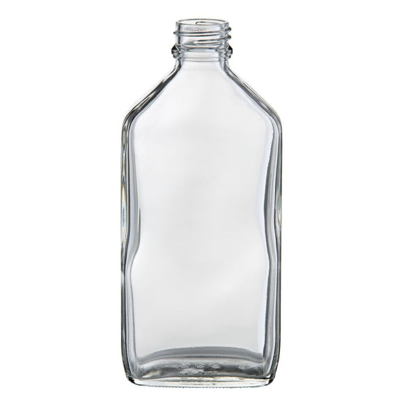 200mL Clear Glass Flask/Flat Bottle (10 pack) - with cap