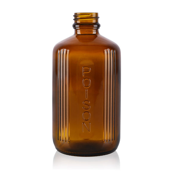 200mL Amber Glass Poison Bottle (10 pack) - with RED cap