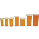 Mixed Box - Amber Pill Vial with Child Resistant Cap 5dr, 8dr & 16dr - 150 pack