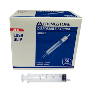 Syringe 20mL Luer Slip (sterile) - 10 pack