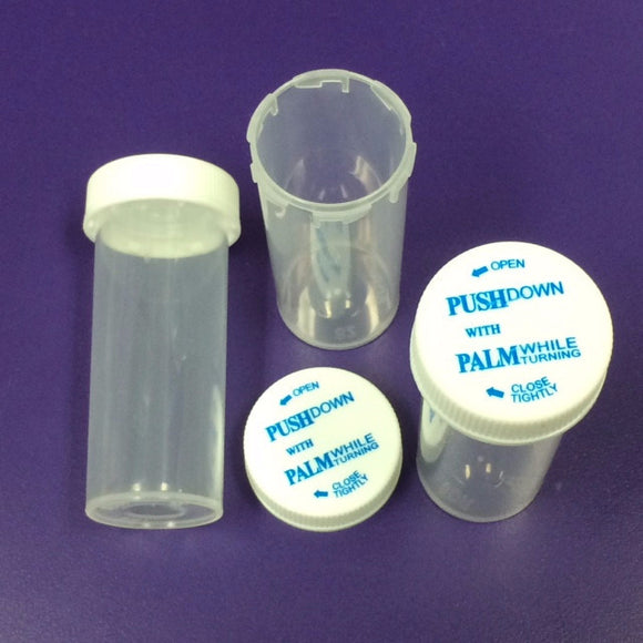 8 Dram Clear Pill Vial with Child Resistant Cap