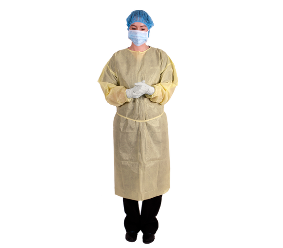 ISOLATION GOWN DISP L/S CUFF YELLOW (29-381)CTN/50